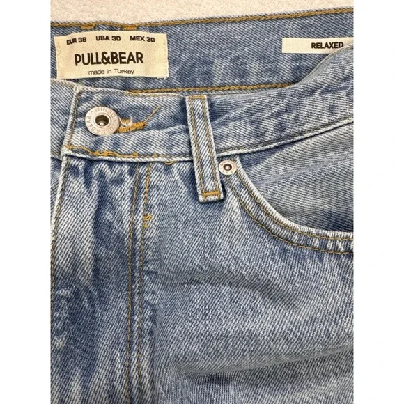 Pull & Bear Jeans Women 30x27 Blue Relaxed Fit Denim - Picture 2 of 9